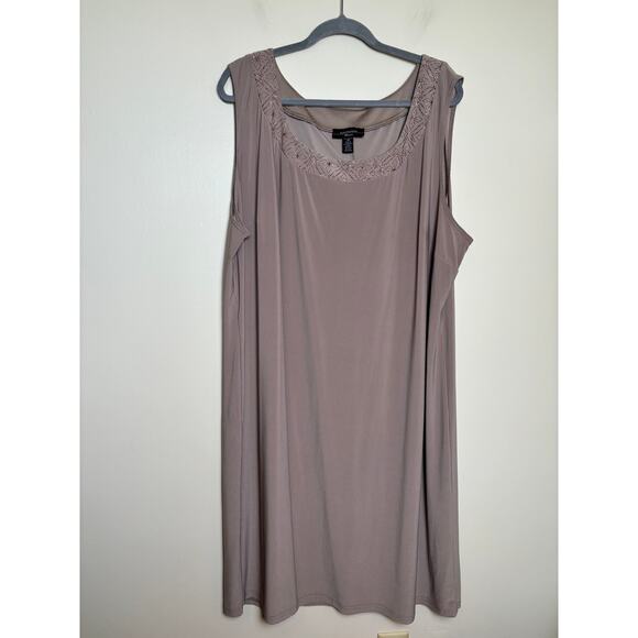 R&M Richards Mesh Panel Jacket Dress Size 3X Taupe Knee Length Elegant Cocktail - Picture 5 of 14